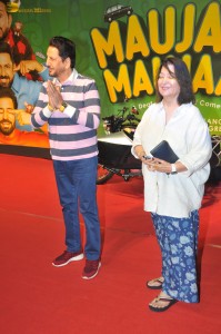 Maujaan Hi Maujaan Screening attended by Gippy Grewal, Tanu Grewal, Binnu Dhillon, Karamjit Anmol, Hashneen Chauhan, and Sanjay Dutt