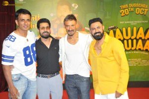 Maujaan Hi Maujaan Screening attended by Gippy Grewal, Tanu Grewal, Binnu Dhillon, Karamjit Anmol, Hashneen Chauhan, and Sanjay Dutt