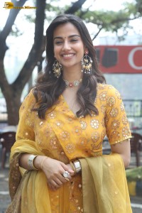 Indian actress meenakshi chaudhary in a yellow dress