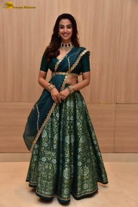 Meenakshi Chaudhary gorgeous in a green saree at a movie function