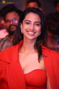 actress Meenakshi Chaudhary red hot looks in a red dress at SIIMA event