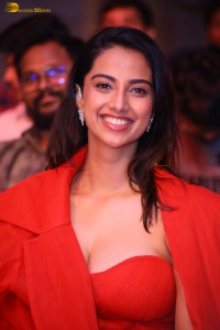 actress Meenakshi Chaudhary red hot looks in a red dress at SIIMA event