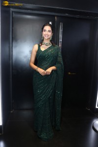 actress Meenakshi Chaudhary gorgeous in a green saree attending an event