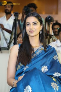 actress Meenakshi Chaudhary dazzles in a blue saree at a function