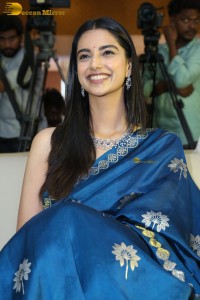 actress Meenakshi Chaudhary dazzles in a blue saree at a function