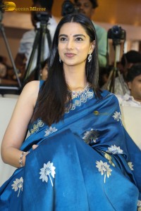 actress Meenakshi Chaudhary dazzles in a blue saree at a function