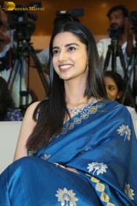 actress Meenakshi Chaudhary dazzles in a blue saree at a function