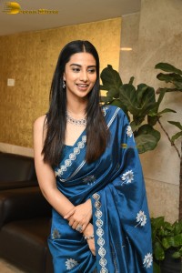 actress Meenakshi Chaudhary dazzles in a blue saree at a function