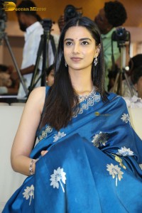 actress Meenakshi Chaudhary dazzles in a blue saree at a function