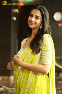 actress Meenakshi Chaudhary beautiful in a yellow saree