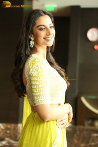 actress Meenakshi Chaudhary beautiful in a yellow saree