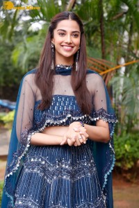 Telugu Actress Meenakshi Chaudhary in a blue dress