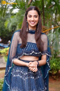 Telugu Actress Meenakshi Chaudhary in a blue dress