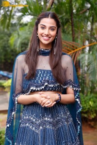 Telugu Actress Meenakshi Chaudhary in a blue dress