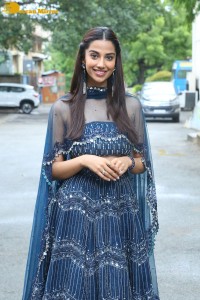 Telugu Actress Meenakshi Chaudhary in a blue dress