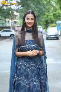 Telugu Actress Meenakshi Chaudhary in a blue dress