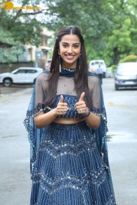 Telugu Actress Meenakshi Chaudhary in a blue dress