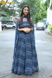 Telugu Actress Meenakshi Chaudhary in a blue dress