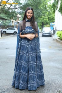 Telugu Actress Meenakshi Chaudhary in a blue dress