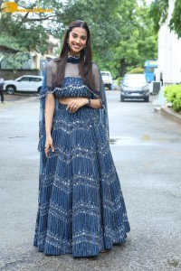 Telugu Actress Meenakshi Chaudhary in a blue dress