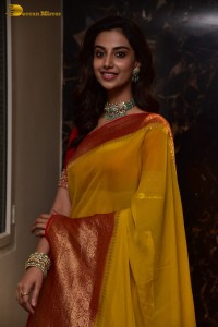 Indian Actress Meenakshi Chaudhary in a yellow saree