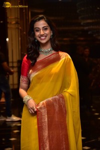 Indian Actress Meenakshi Chaudhary in a yellow saree