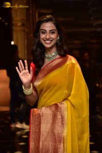 Indian Actress Meenakshi Chaudhary in a yellow saree