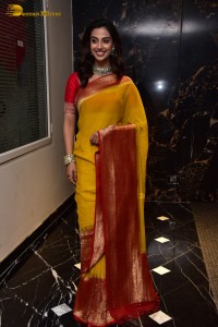 Indian Actress Meenakshi Chaudhary in a yellow saree