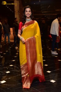 Indian Actress Meenakshi Chaudhary in a yellow saree