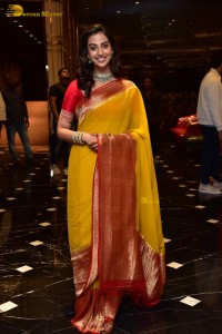 Indian Actress Meenakshi Chaudhary in a yellow saree