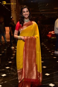 Indian Actress Meenakshi Chaudhary in a yellow saree