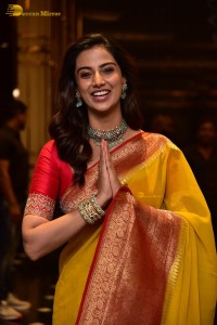 Indian Actress Meenakshi Chaudhary in a yellow saree