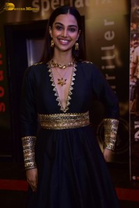 Meenakshi Chaudhary cute looks in a black dress at a movie function
