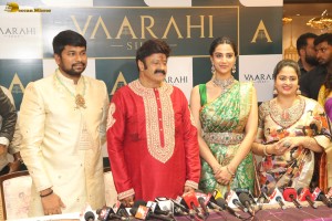 Nandamuri Balakrishna and Meenakshi Chaudhary launch Vaarahi Silks Showroom in Jubilee Hills on October 10, 2024