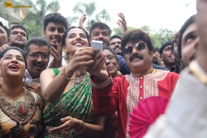 Nandamuri Balakrishna and Meenakshi Chaudhary launch Vaarahi Silks Showroom in Jubilee Hills on October 10, 2024