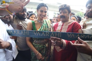 Nandamuri Balakrishna and Meenakshi Chaudhary launch Vaarahi Silks Showroom in Jubilee Hills on October 10, 2024