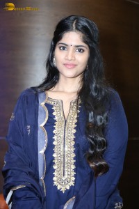 Tollywood actress Megha Akash in a blue salwar dress