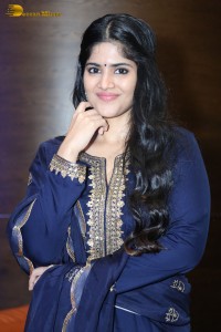 Tollywood actress Megha Akash in a blue salwar dress