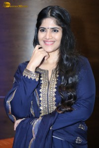 Tollywood actress Megha Akash in a blue salwar dress