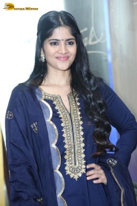 Tollywood actress Megha Akash in a blue salwar dress
