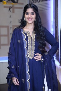 Tollywood actress Megha Akash in a blue salwar dress