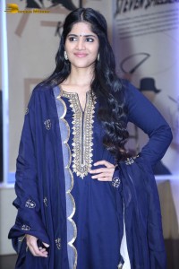 Tollywood actress Megha Akash in a blue salwar dress