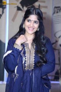 Tollywood actress Megha Akash in a blue salwar dress