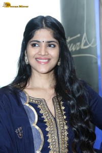 Tollywood actress Megha Akash in a blue salwar dress