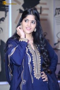 Tollywood actress Megha Akash in a blue salwar dress