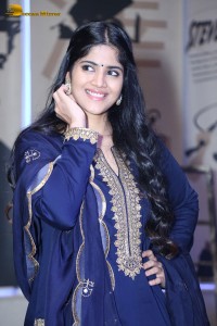 Tollywood actress Megha Akash in a blue salwar dress