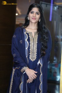 Tollywood actress Megha Akash in a blue salwar dress