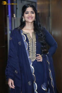 Tollywood actress Megha Akash in a blue salwar dress