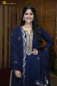 Tollywood actress Megha Akash in a blue salwar dress