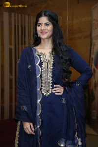 Tollywood actress Megha Akash in a blue salwar dress
